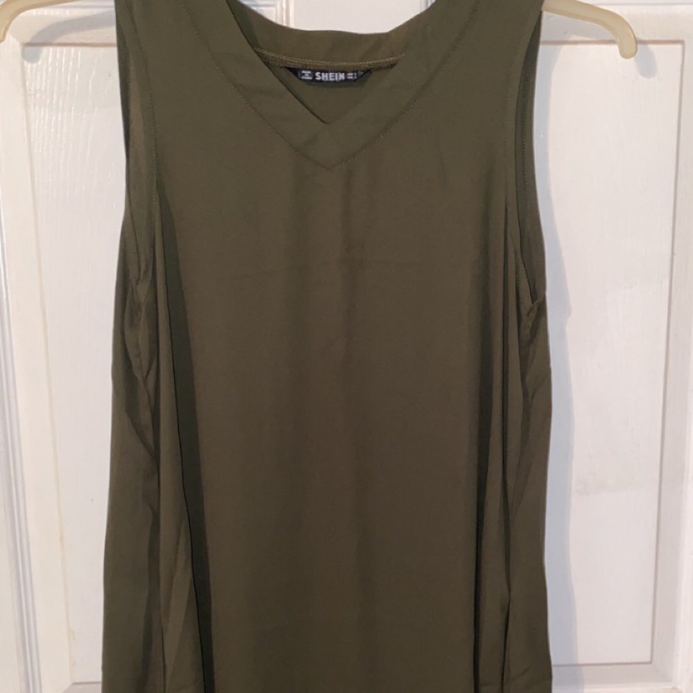 Olive green thigh length dress, medium, SHEIN